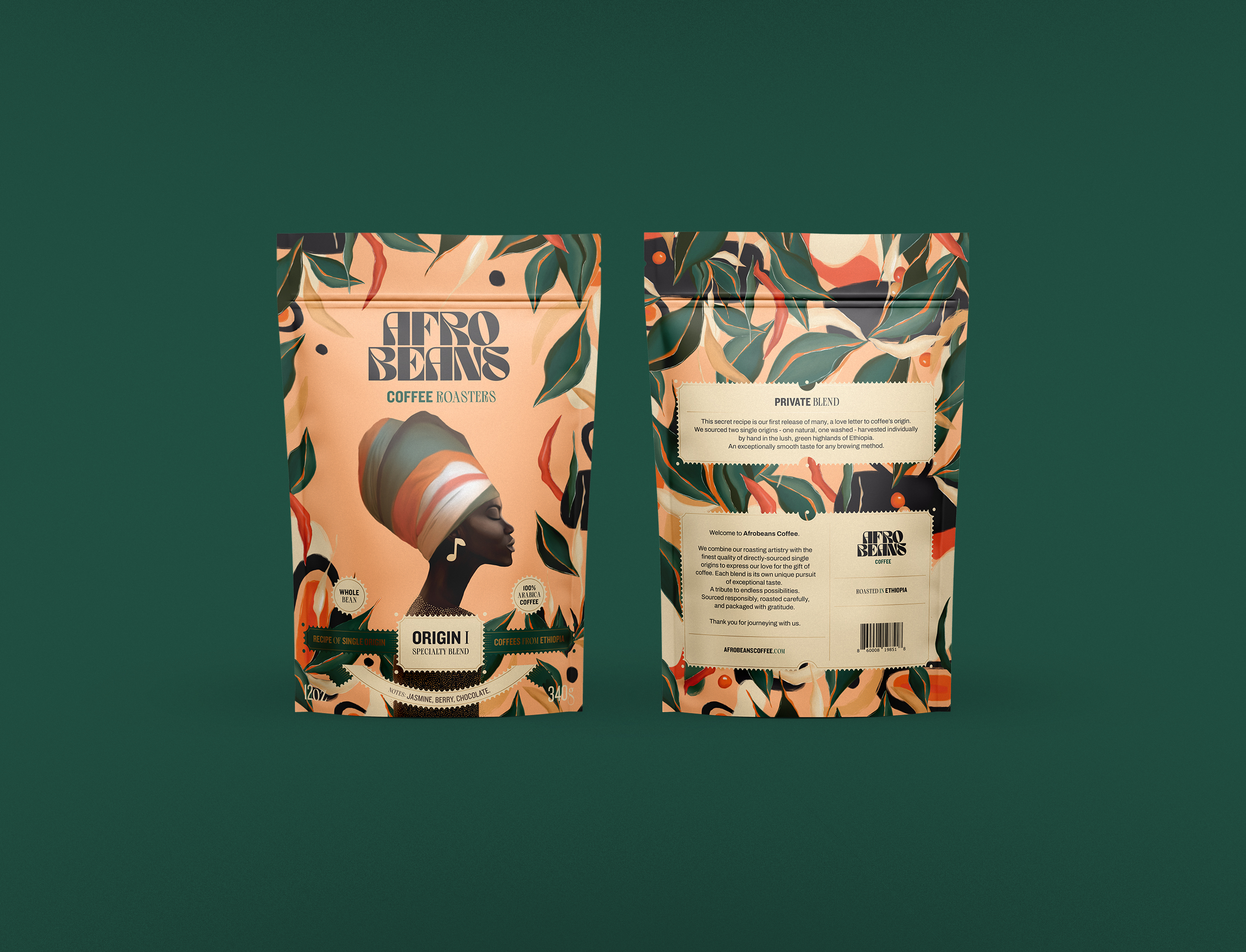 Front and back of the Origin I pouch on forest green