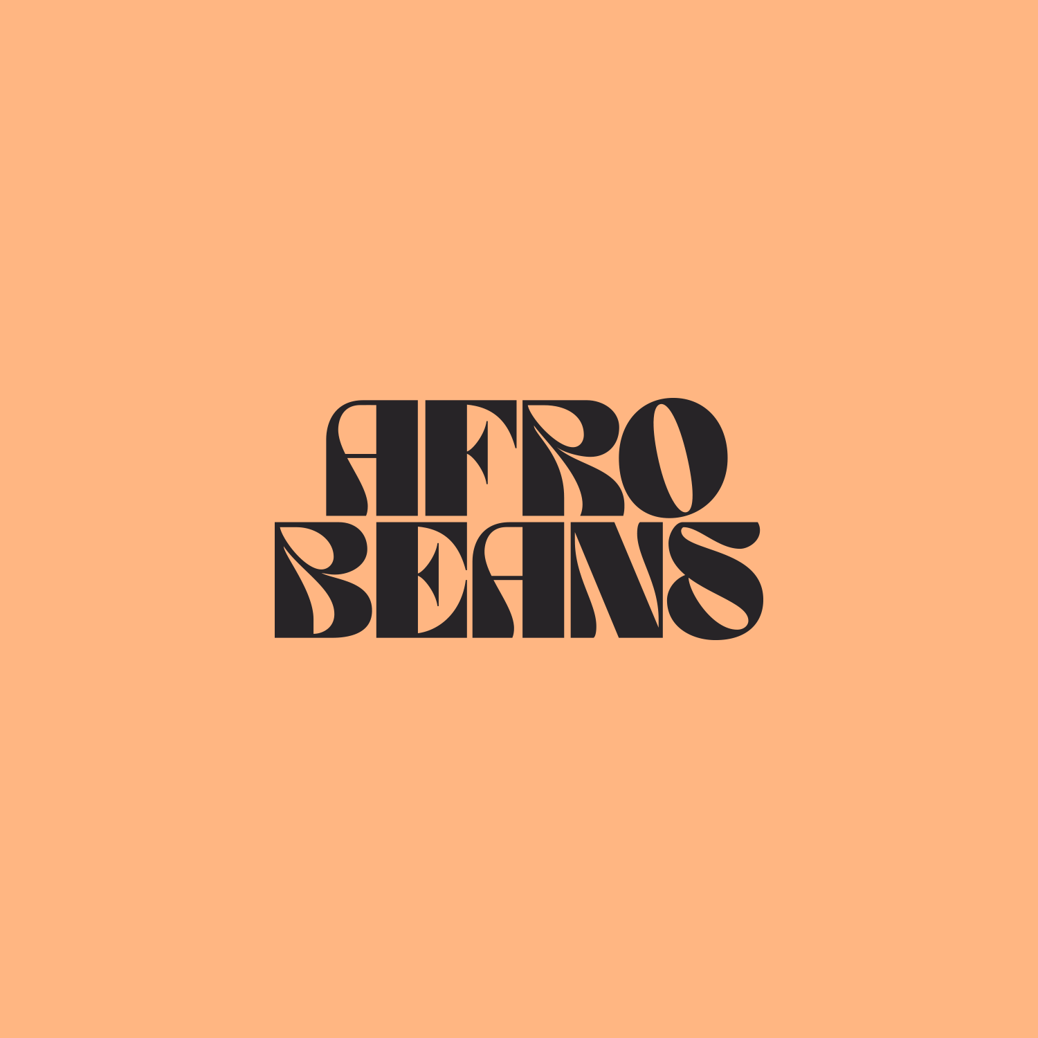 Afrobeans wordmark in black on peach