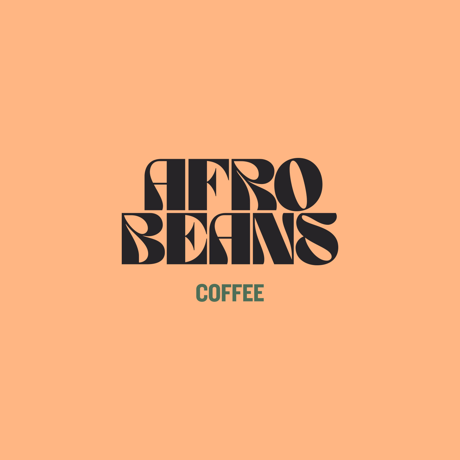 Afrobeans Coffee lockup in black on peach