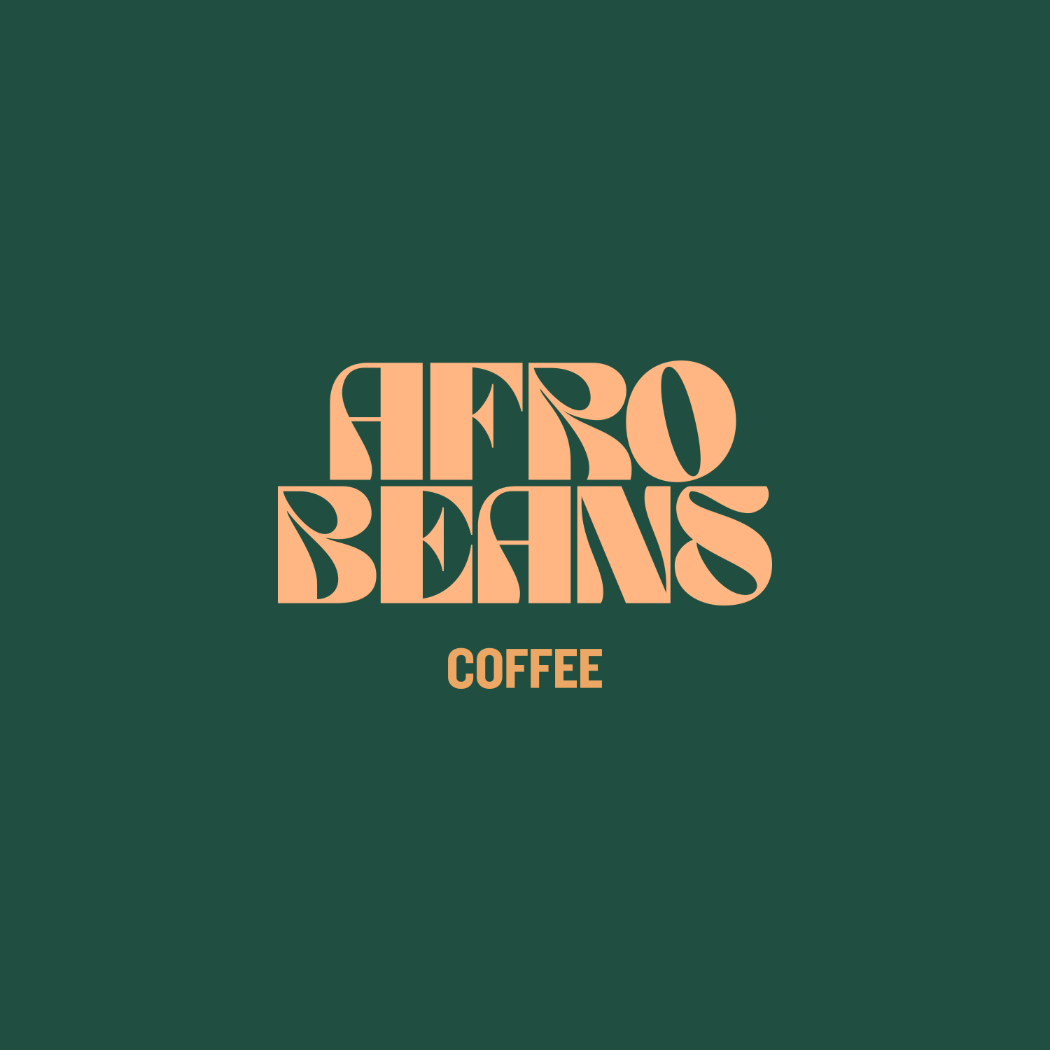 Afrobeans Coffee lockup in peach on forest green