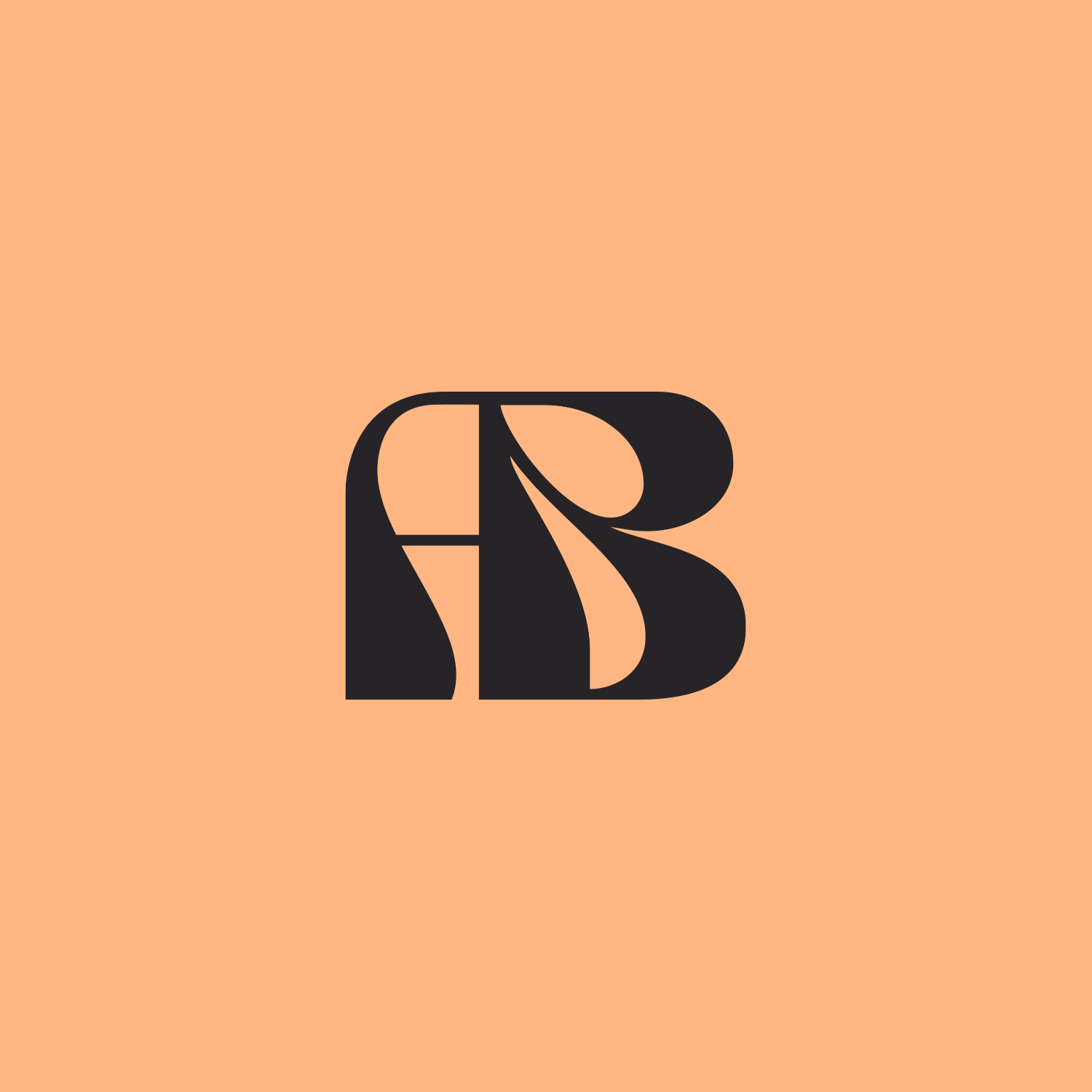 AB monogram in black on peach