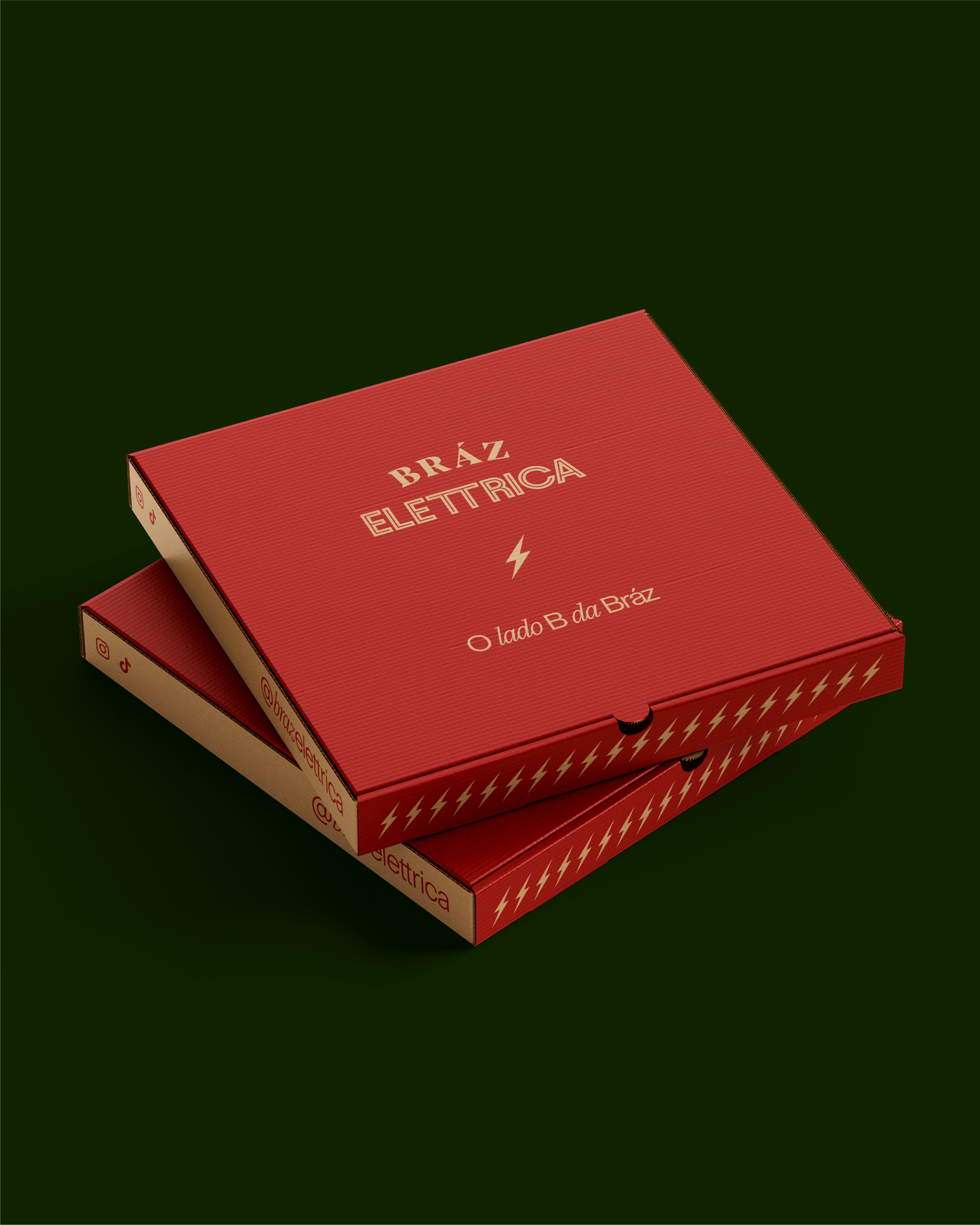 Stacked Bráz Elettrica pizza boxes
