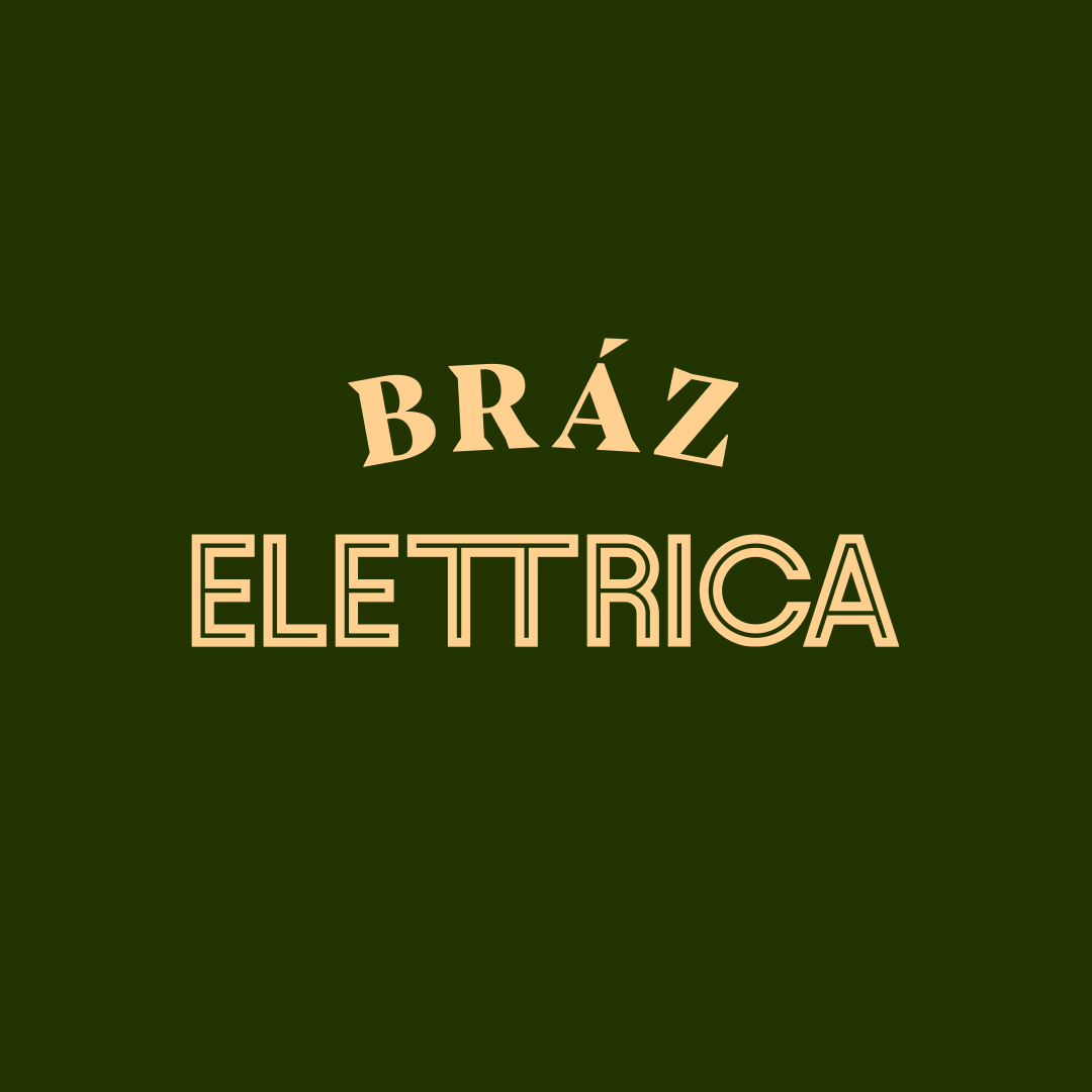 Bráz Elettrica wordmark in cream on basilico