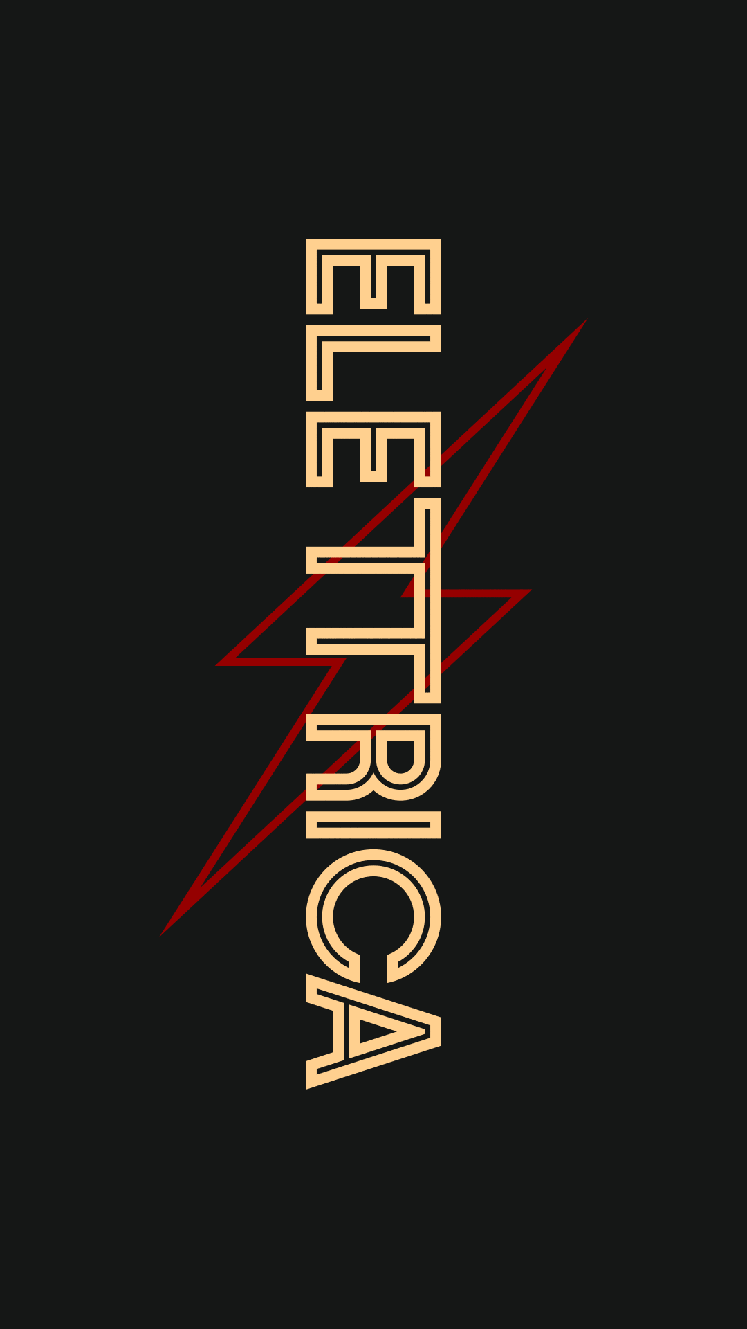 Animated vertical ELETTRICA wordmark over a lightning bolt