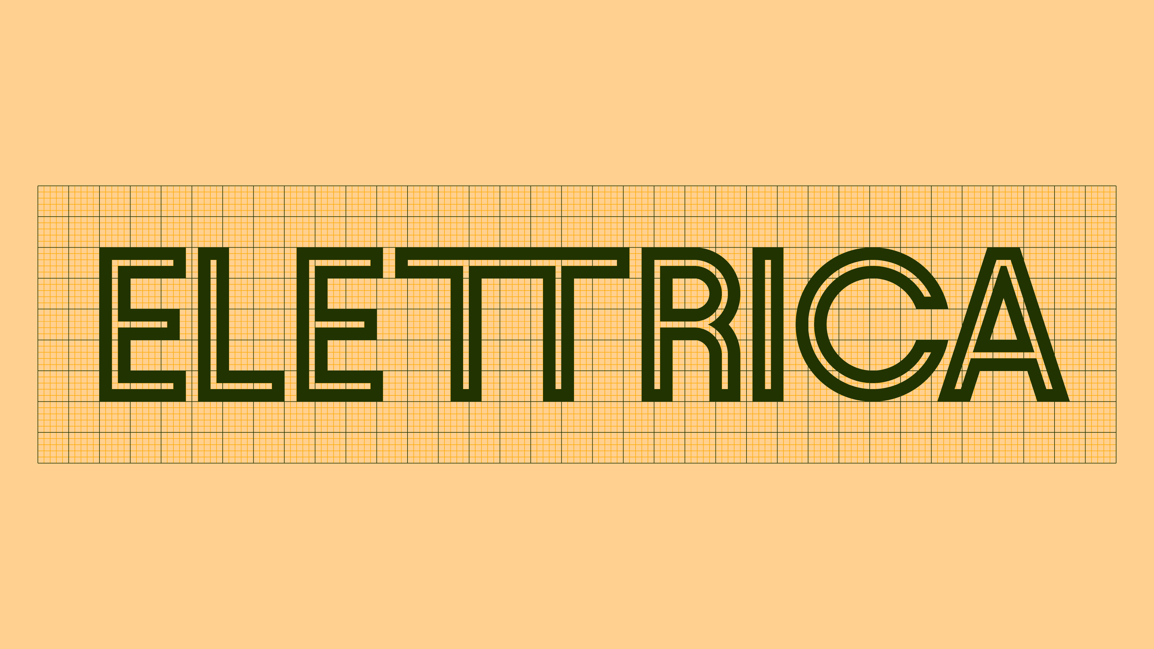 ELETTRICA lettering constructed on an orange grid