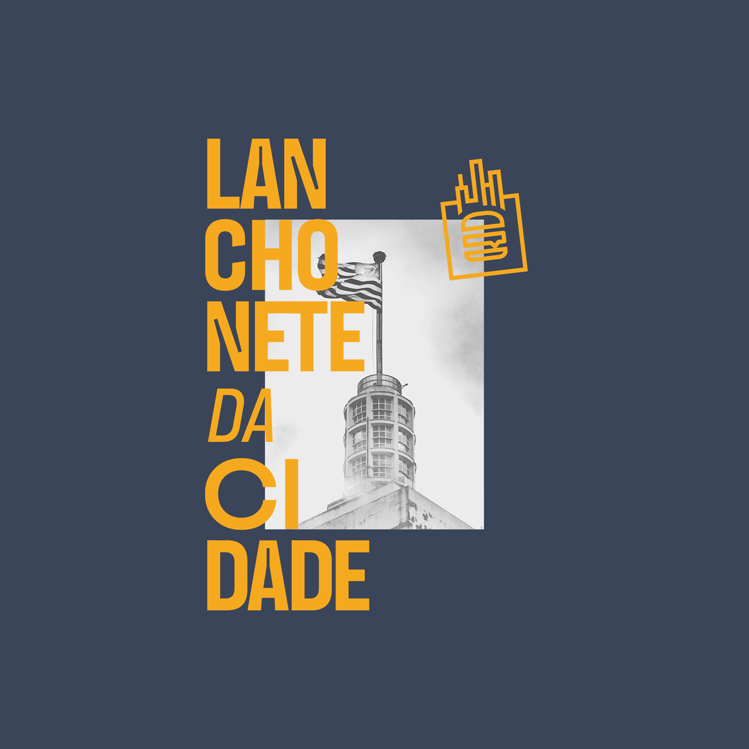 Lanchonete da Cidade identity — pattern tile on brown