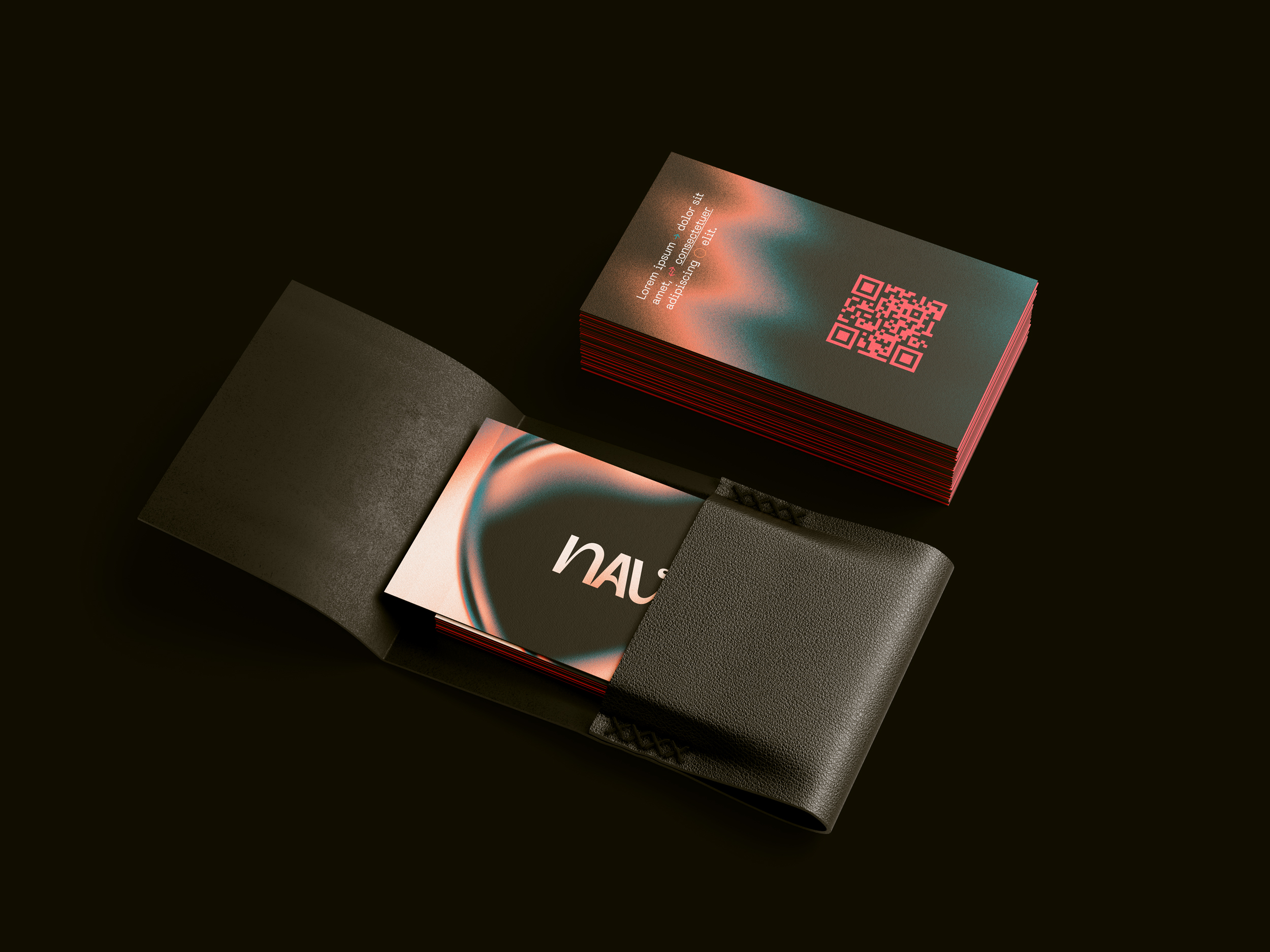 NAV identity applied to business cards and a card holder