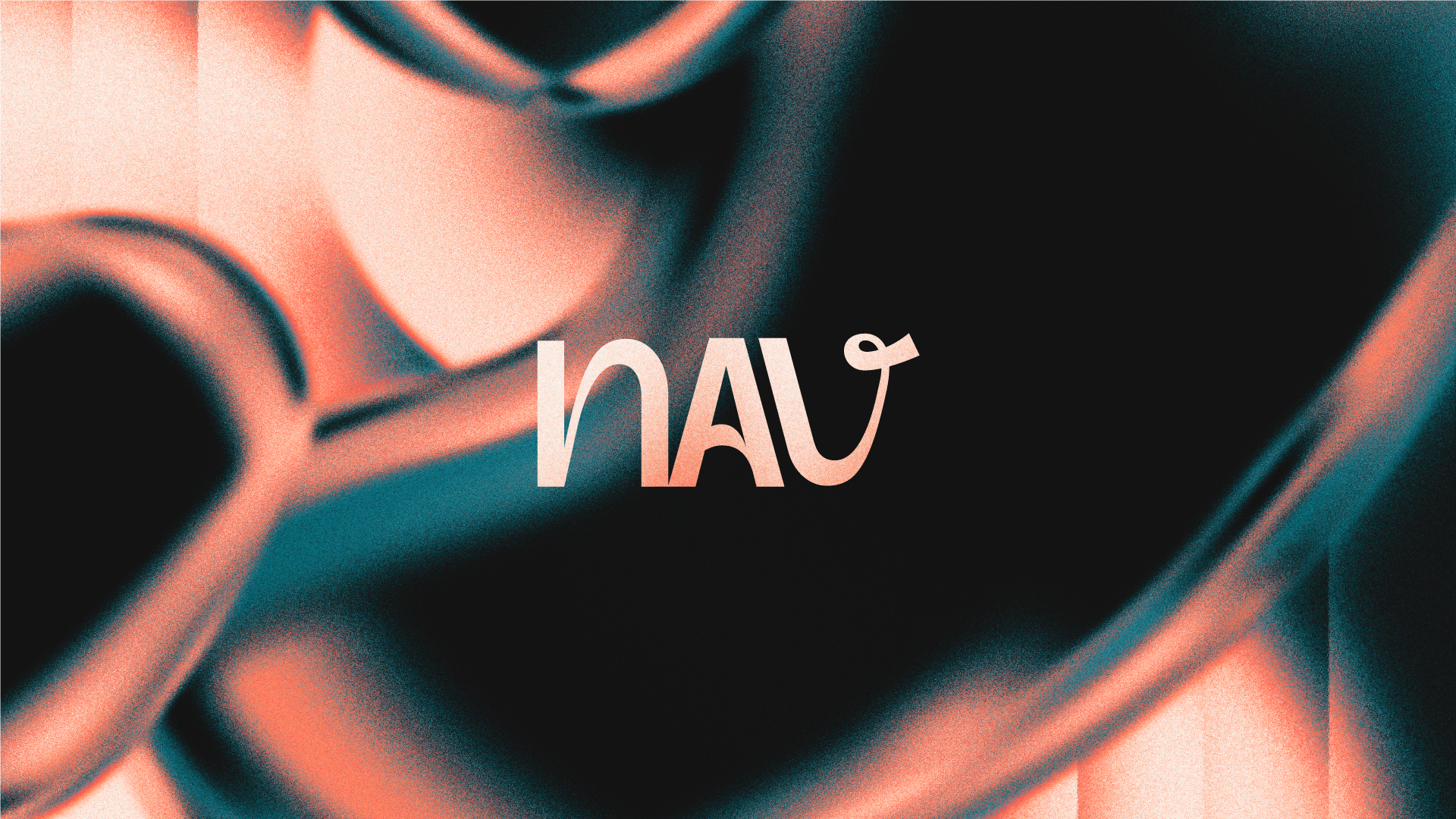 NAV wordmark over an abstract coral and teal composition