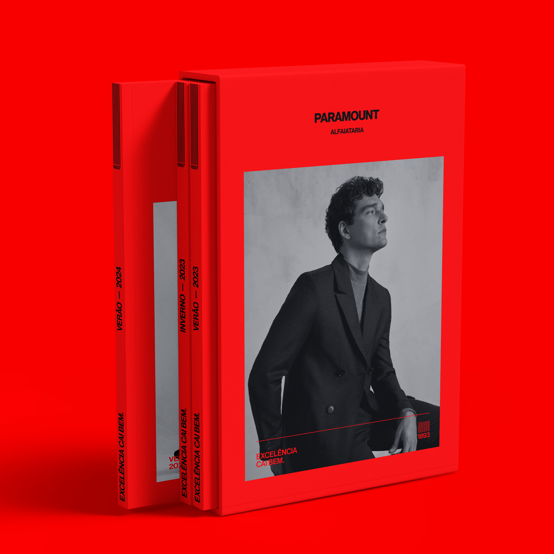 Paramount Alfaiataria lookbook slipcase with seasonal spines