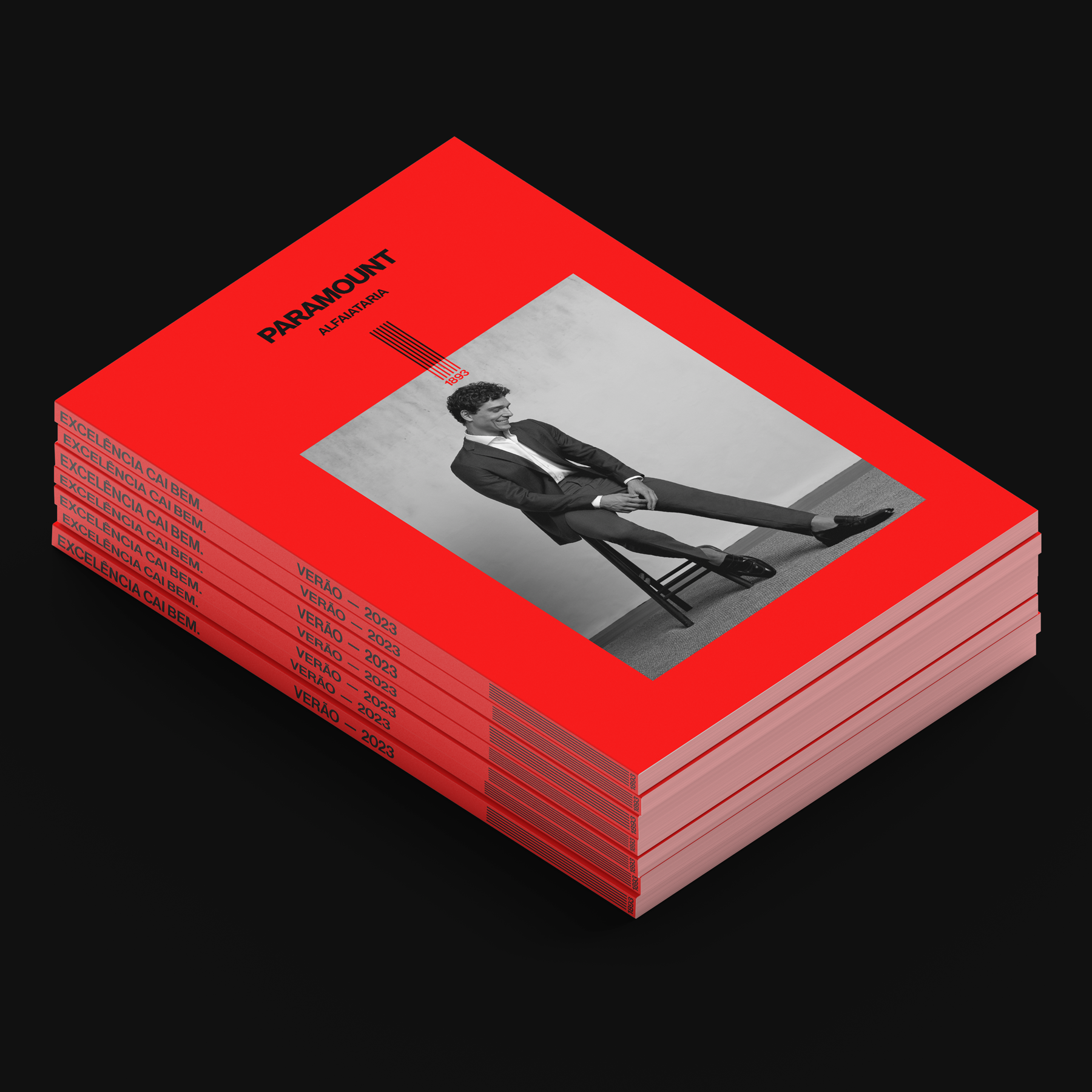 Paramount Alfaiataria lookbook stack with campaign cover