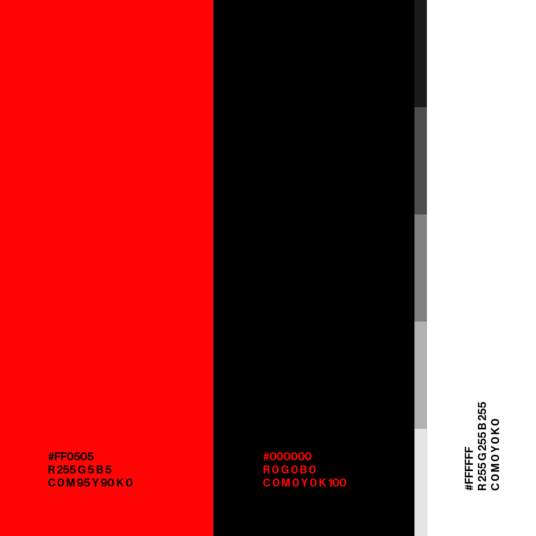 Paramount Alfaiataria color system: red, black, white, and grayscale