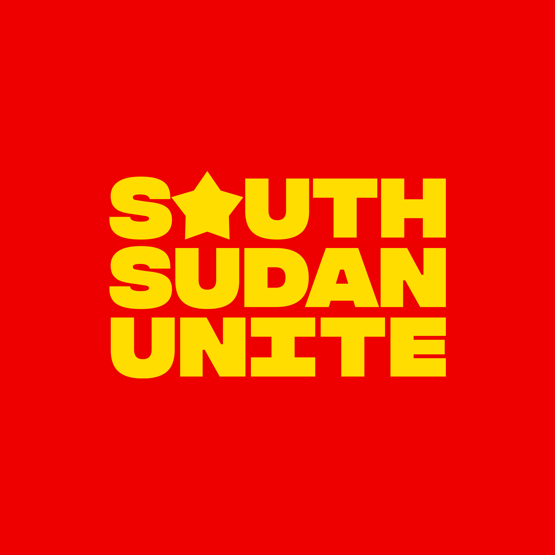 South Sudan Unite wordmark on yellow